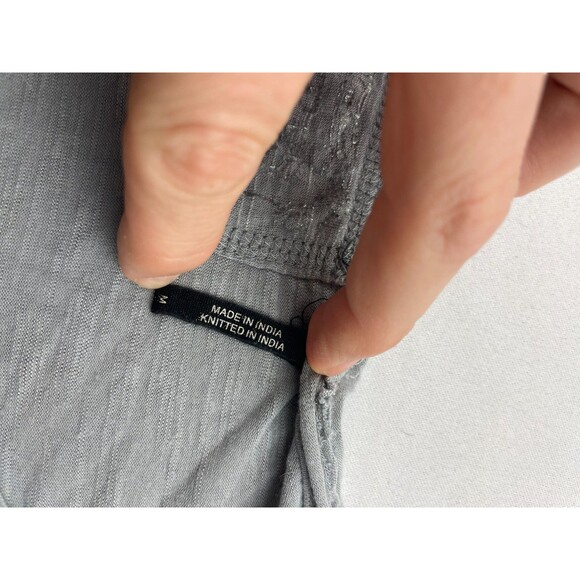 Guess Shirt Top Womens Medium Gray Knit Strappy Cold Shoulder Sleeve Scoop Neck - Picture 2 of 6